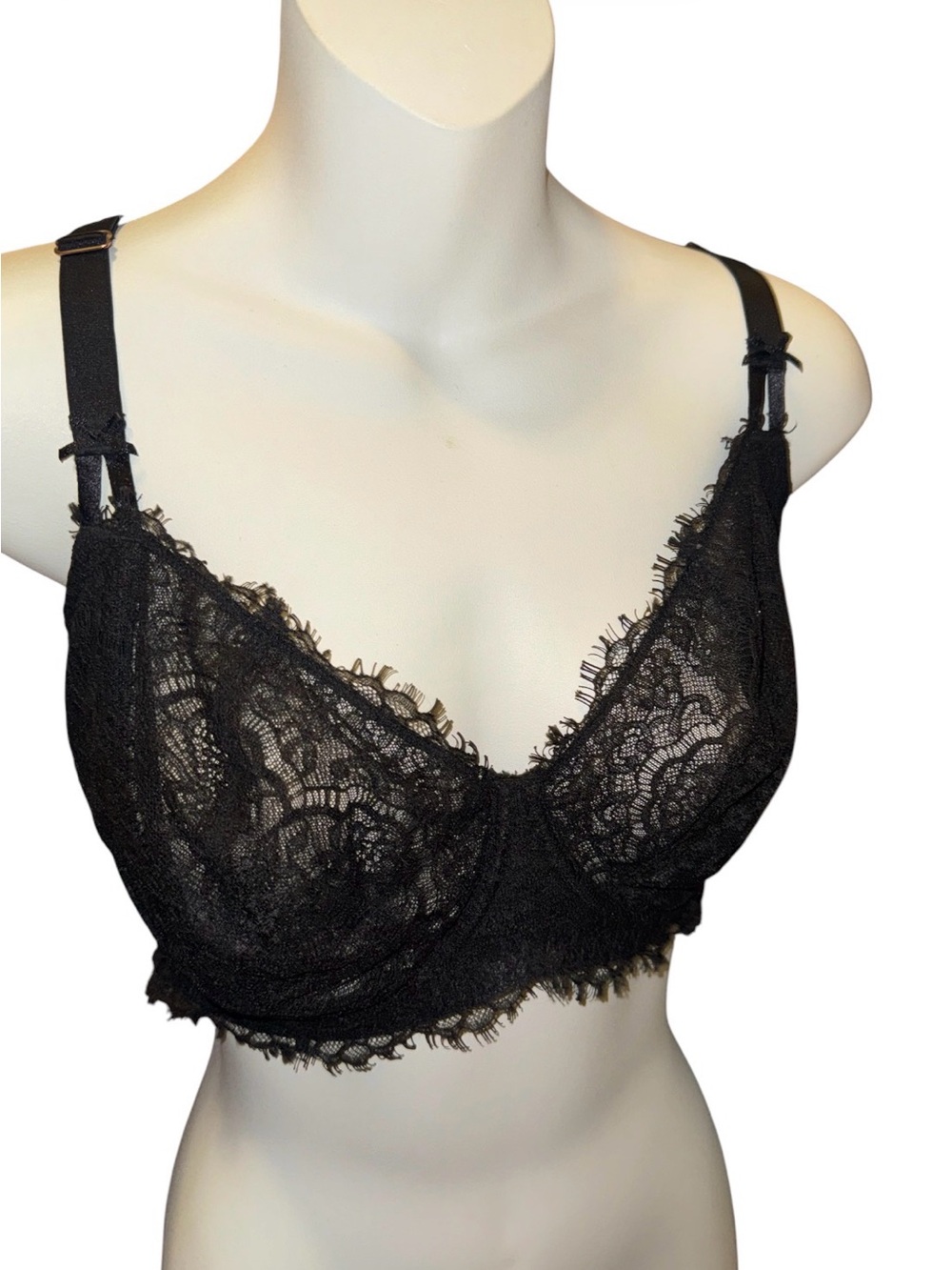 Dream Angels Black Lace Push Up Bra No Padding 38DDD